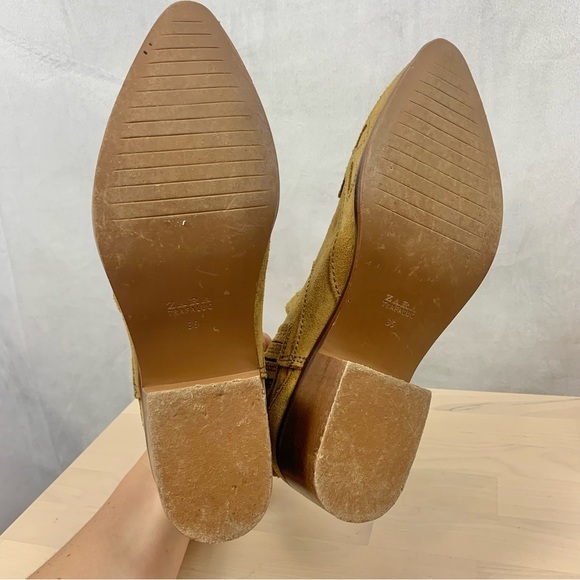 ZARA Western Style Suede Pointed Toe Ankle Booties Sz 6‎ - Picture 4 of 4